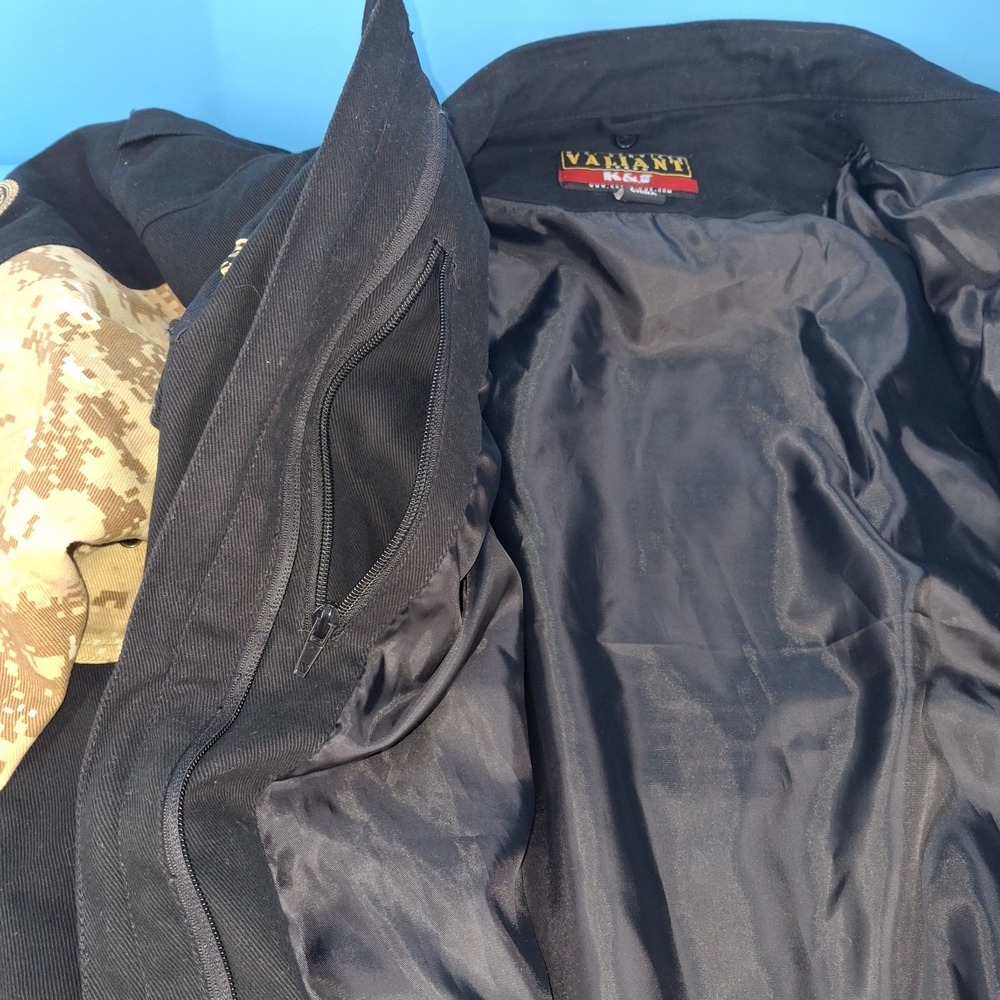 U.S. Services Valiant K&S MARINES Men's Blk Denim Bomber Jacket 2XL w/ liner - Picture 8 of 16